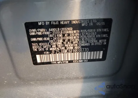 2015 Subaru Forester 2.5I Touring из США, поврежденный, VIN JF2SJAWC6FH838770